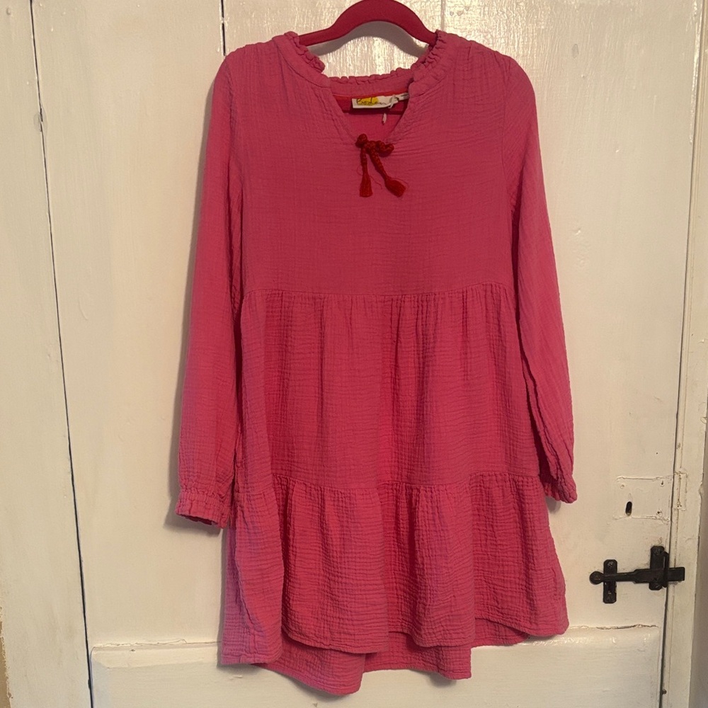 Boden Girls' Raspberry Pink Long-Sleeve Tiered Dress